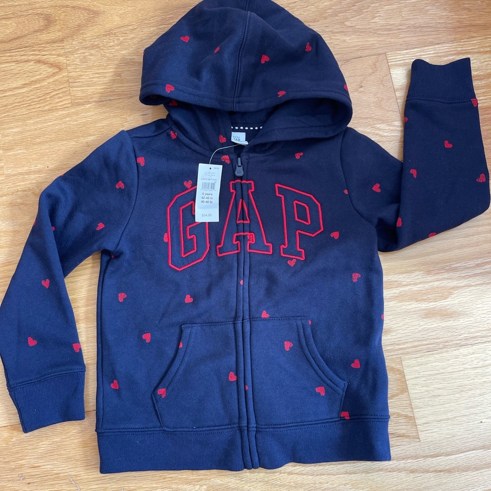 NEW Gap Logo Zip up Hoodie size 5